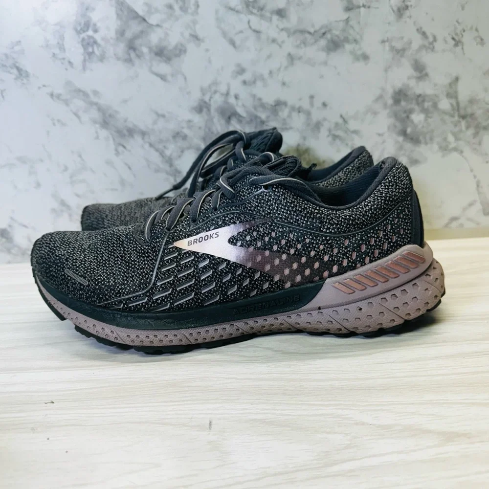 Brooks Womens Adrenaline GTS 21 Gray Running Shoes 1203291B528 Sneakers Size 8.5